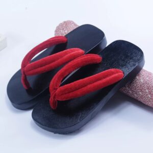 Getas Large Sizes Japan Kimono Shoes Sandals Red Black