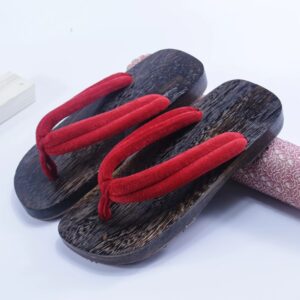 Getas Large Sizes Japan Kimono Shoes Sandals Red Brown