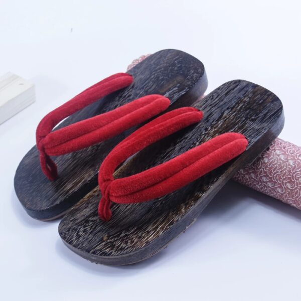 Getas Large Sizes Japan Kimono Shoes Sandals Red Brown